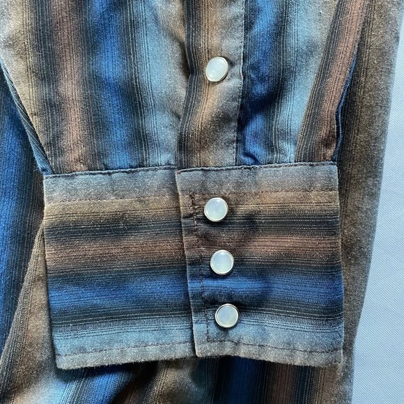 Roper Western Pearl Snap Shirt Mens Stripe Cowboy Long Sleeve Big & Tall‎ - Picture 4 of 10